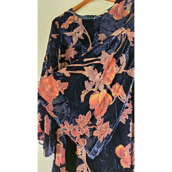 LOVERICHE Dark Floral Velvet Burnout Knee Length Tunic Top Sz M Boho Western - Picture 7 of 12
